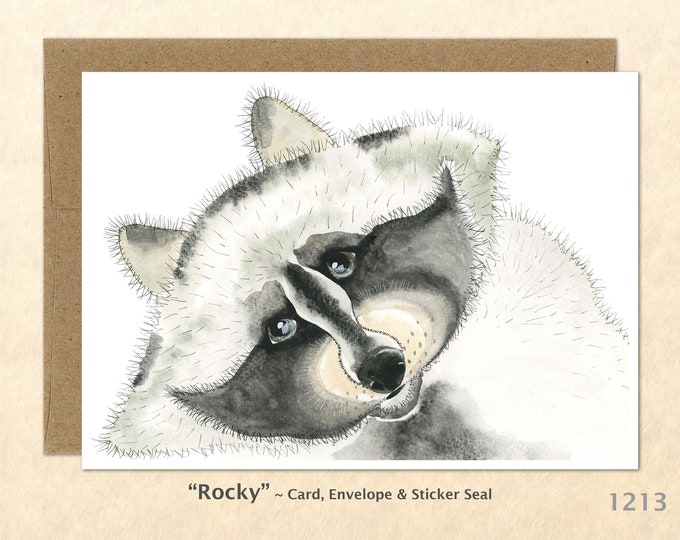 Raccoon Note Card Cute Animal Card Customizable Blank Note Card Watercolor Art Card Greeting Card