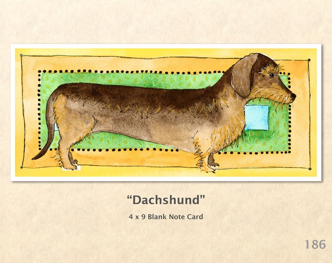 Dachshund Dog Note Card Weenie Dog Customizable Blank Note Card Watercolor Art Card Greeting Card