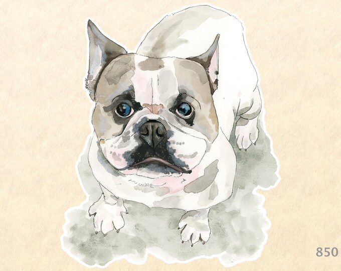 Bulldog Sticker Fun Animal Stickers Laptop Stickers Water Bottle Scrapbook Stickers Macbook Decal Watercolor Art Sticker