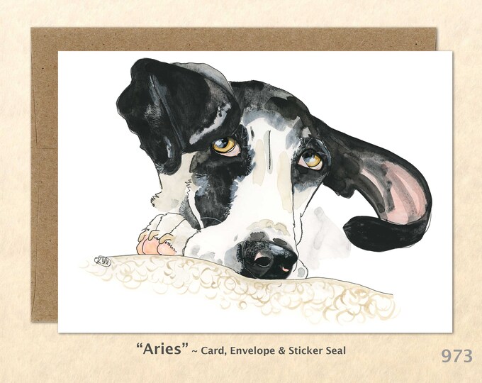 Great Dane Puppy Card Dog Card Cute Animal Card Customizable Blank Note Card Watercolor Art Card Greeting Card