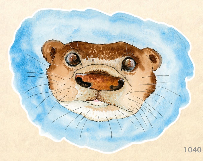 Otter Sticker Sea Otter Watercolor Art Water Bottle Sticker Scrapbook Sticker