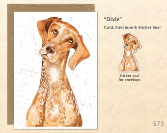 German Short Hair Pointer Note Card Fun Dog Cards Customizable Blank Note Card Watercolor Art Card Greeting Cards