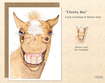 Smiling Horse Note Card Customizable Blank Note Card Art Cards Greeting Cards Watercolor Cards