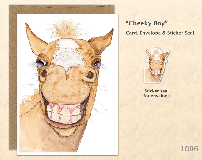 Smiling Horse Note Card Customizable Blank Note Card Art Cards Greeting Cards Watercolor Cards