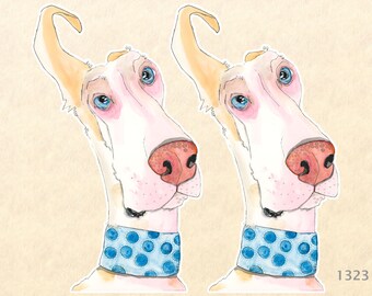 Great Dane Sticker Set of Two Dog  Sticker Animal Sticker Water Bottle Sticker Scrapbook Sticker Macbook Decal Watercolor Art