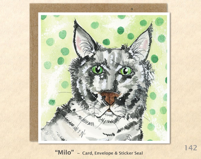 Tabby Cat Note Card, Cat Cards, Blank Note Card, Art Cards, Greeting Cards