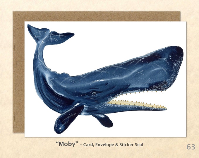 Sperm Whale Note Card, Whale Cards, Blank Note Card, Art Cards, Greeting Cards