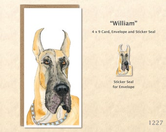 Great Dane Greeting Card Dog Card Customizable Blank Note Card Watercolor Art Greeting Card