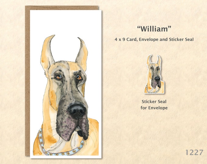 Great Dane Greeting Card Dog Card Customizable Blank Note Card Watercolor Art Greeting Card