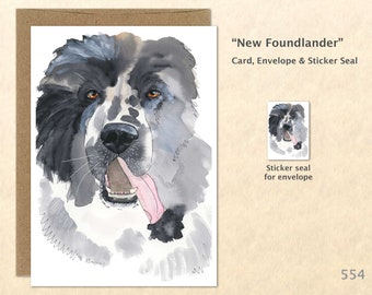New Foundlander Note Card, Dog Cards, Blank Note Card, Art Cards, Greeting Cards