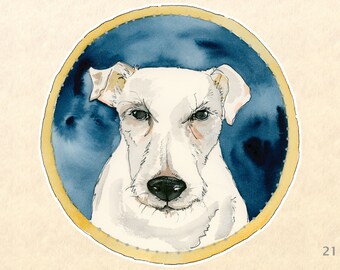 Jack Russell Dog Sticker Terrier Sticker Watercolor Art Laptop Sticker Water Bottle Sticker Scrapbooking Sticker