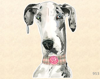 Great Dane Sticker Cute Dog Sticker Watercolor Art Water Bottle iPhone Android Phone Sticker Scrapbook Sticker Macbook Phone Decal