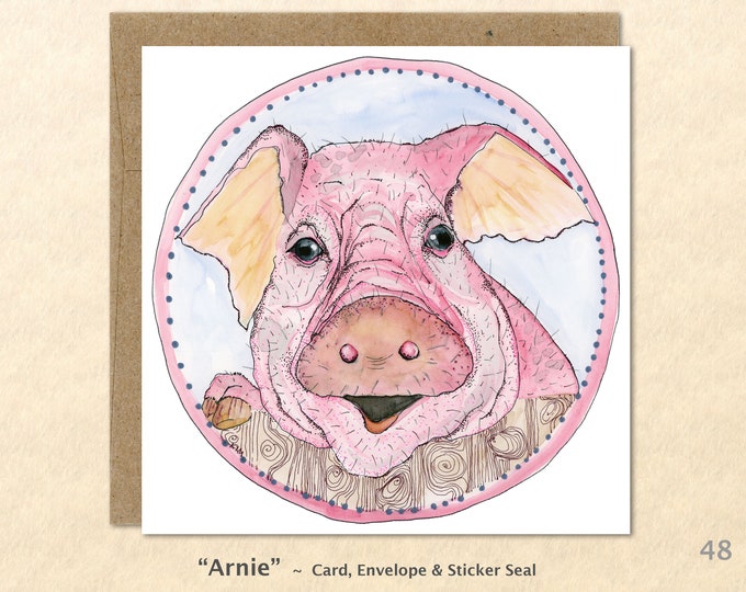 Pig Note Card Hog Card Farm Cards Farm Yard Animals Blank Note Card Art Cards Greeting Cards Watercolor Card