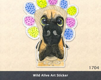 Silly Dog Sticker Goofy Dog Sticker Funny Dog Sticker Dog in Hat Water Bottle Sticker Scrapbook Sticker Laptop Decal Watercolor Art Sticker