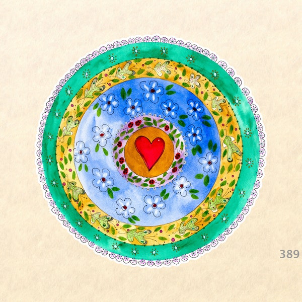 Heart and Flowers Mandala Sticker, Love Stickers, Valentine Stickers, Water Bottle Stickers, Decorative Stickers, Scrapbook Stickers