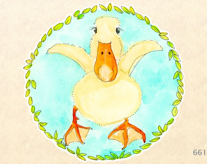 Baby Duckling Stickers Cute Easter Animal Stickers Watercolor Art Laptop Water Bottle Sticker Scrapbook Sticker Macbook Decal