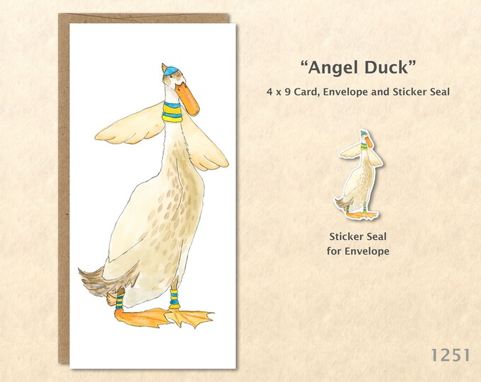 Angel Duck Note Card Easter Card Customizable Blank Note Card Watercolor Art Card