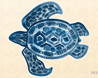 Turtle Stickers, Sea Life Sticker, Indigo Sticker, Laptop Stickers, Water Bottle Stickers, Scrapbooking Stickers, Macbook Decal