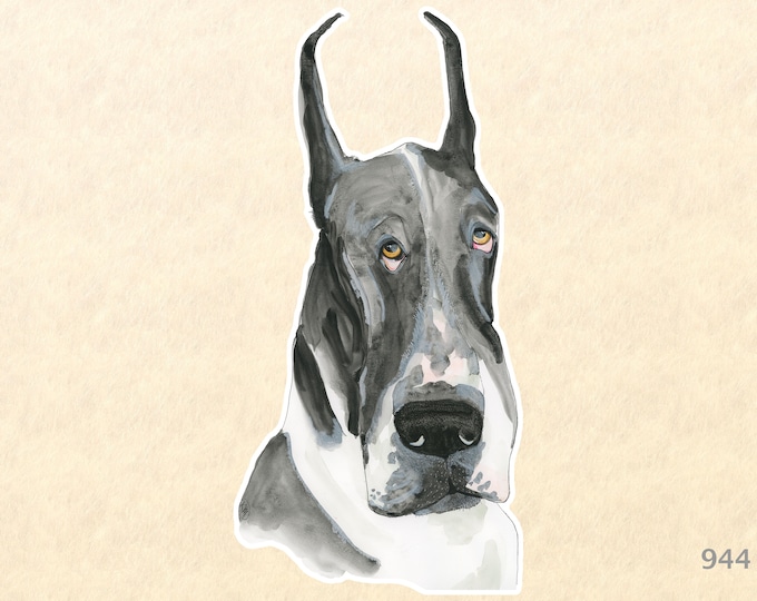 Great Dane Dog Sticker Cute Animal Sticker Watercolor Art Water Bottle Sticker Scrapbook Sticker Macbook Phone Decal