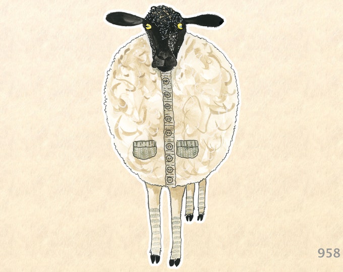 Sheep Wearing a Wool Sweater Sticker Farmyard  Sticker Water Bottle Sticker Shiny Sticker Scrapbooking Sticker Macbook Pro Touchpad Decal