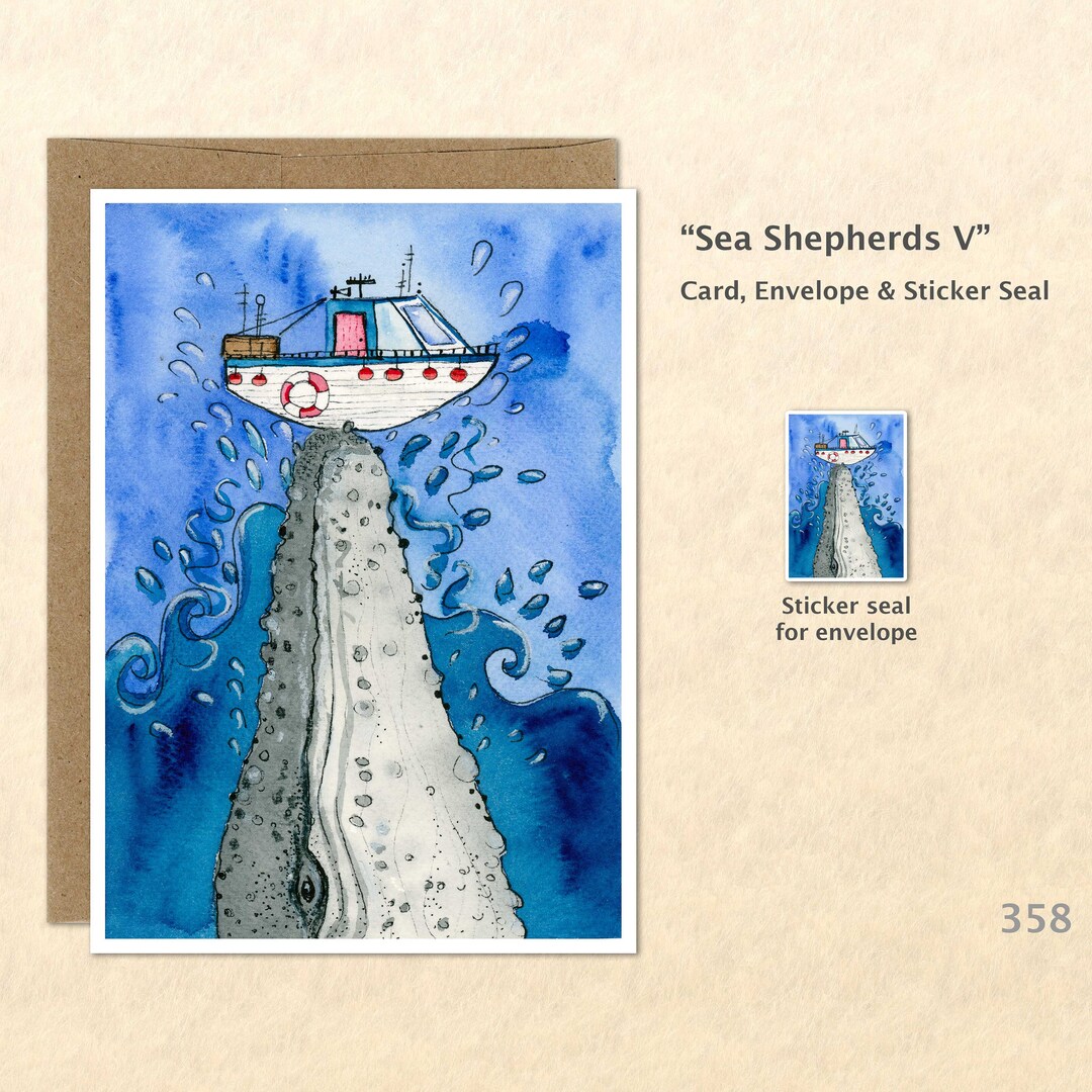 Whale and Boat Note Card, Whale Cards, Boat Cards, Blank Note Card, Art ...
