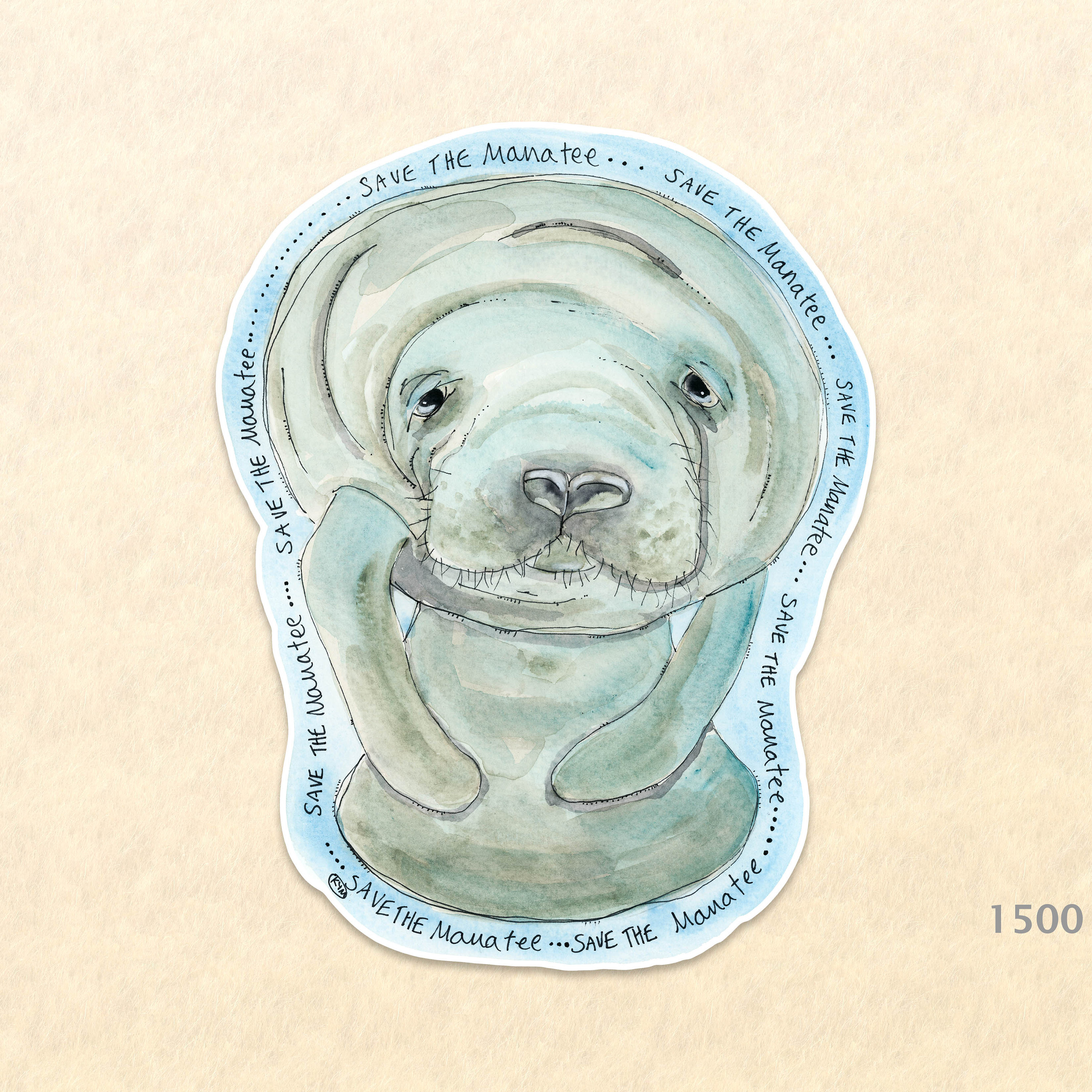 Ocean Animals Stickers, Manatee Sticker