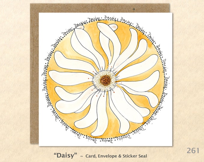 Daisy Note Card, Daisy, Floral Cards, Garden Cards, Purple Cards, Decorative Cards, Blank Note Cards, Art Cards, Greeting Cards