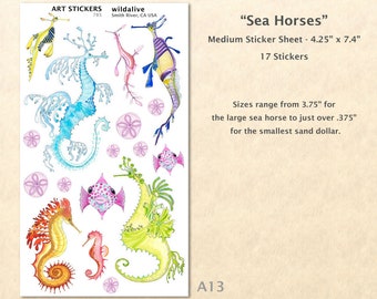 Sea Horse Stickers Fish Sticker Sand Dollar Sticker Nautical Sticker Beach Sticker Cute Fish Sticker Art Sticker