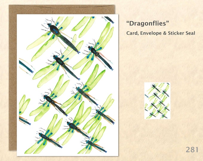 Dragonfly Note Card Garden Card Gardening Card Bug Card Customizable Blank Note Card Watercolor Art Greeting Card