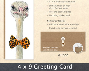 Halloween Ostrich Greeting Card Customizable Blank Note Card Watercolor Art Greeting Card