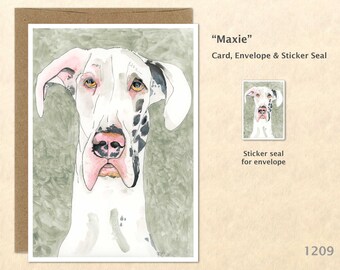 Great Dane Note Card Dog Greeting Card Customizable Blank Note Card Watercolor Art Card Greeting Card