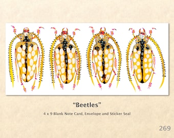 Golden Beetle Note Card, Garden Cards, Gardening Cards, Beetle Cards, Blank Note Card, Art Cards, Greeting Cards