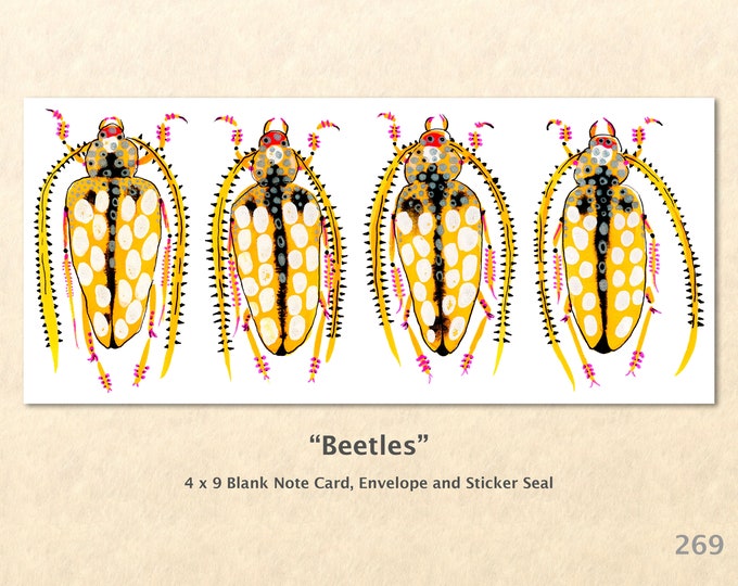 Golden Beetle Note Card, Garden Cards, Gardening Cards, Beetle Cards, Blank Note Card, Art Cards, Greeting Cards