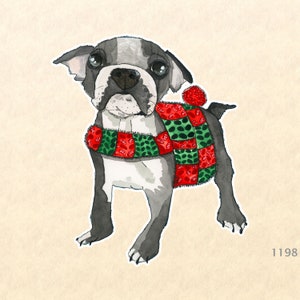 Boston Terrier Dressed for Christmas Sticker Dog Sticker Gift Wrapping Sticker Laptop Stickers Water Bottle Stickers Scrapbook Stickers