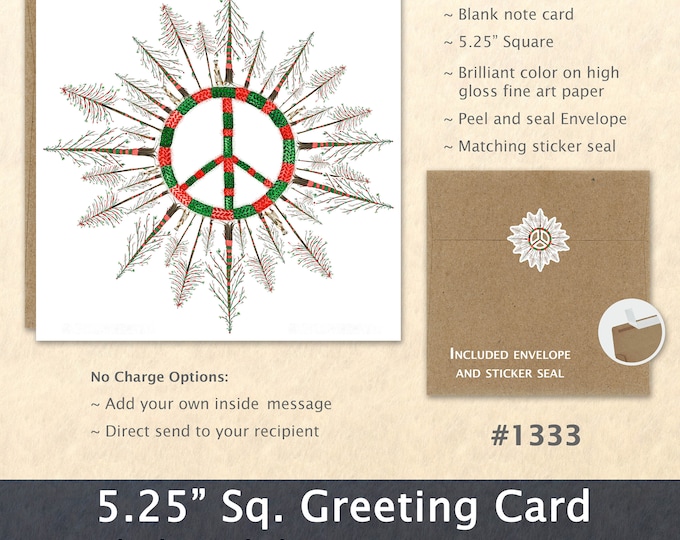 Christmas Peace Sign Snowflake Card Christmas Trees Card Blank Note Card Art Card Greeting Card Watercolor Card Holiday Card