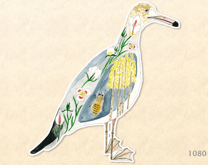 Seagull Sticker Utah State Bird Sticker Sego Lily Quaking Aspen Honey Bee California Gull Water Color Art Sticker