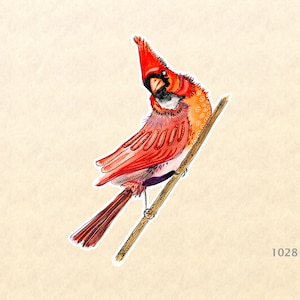 Pegatina masculina del cardenal del norte Pegatina de pájaro del estado Acuarela Arte Pegatina de botella de agua Pegatina de álbum de recortes