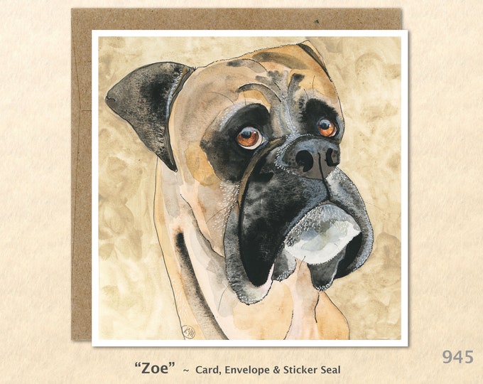 Bull Dog Note Card Customizable Blank Card Watercolor Art Greeting Card Art Cards