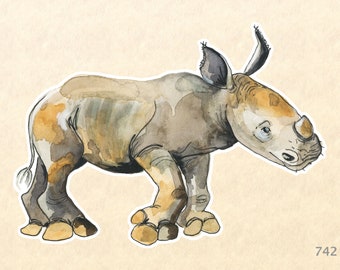 Baby Rhino Sticker Cute Animal Sticker African Animal Sticker Wildlife Sticker Laptop Sticker Water Bottle Sticker Scrapbooking Sticker