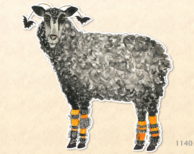 Black Sheep Dressed with Bats and Leggings for Halloween Sticker