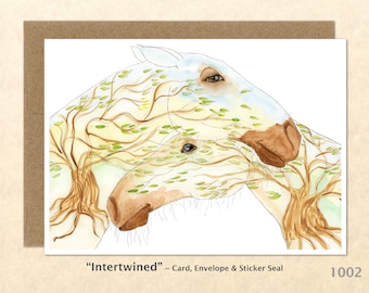 Horse and Trees Note Card Customizable Blank Note Card Art Cards Greeting Cards Watercolor Cards
