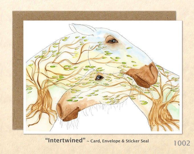 Horse and Trees Note Card Customizable Blank Note Card Art Cards Greeting Cards Watercolor Cards
