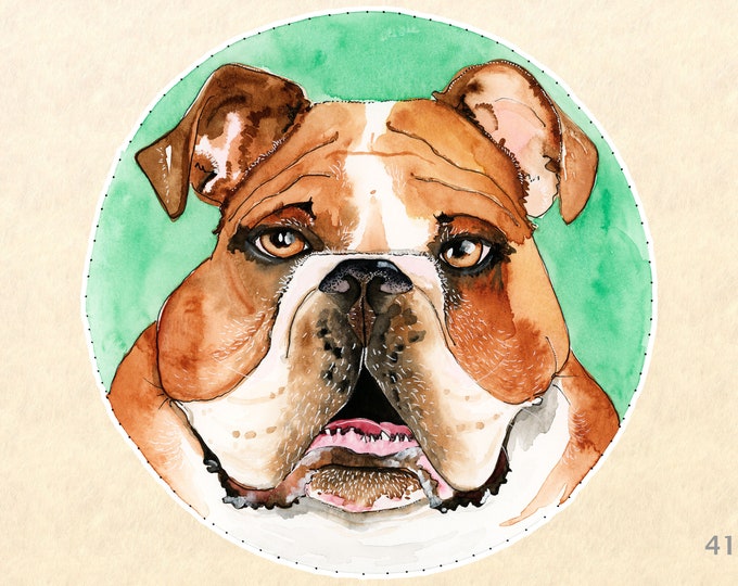 Bulldog Sticker Dog Sticker Cute Watercolor Art Sticker Laptop Water Bottle Journaling Scrapbook Sticker iPhone Decal