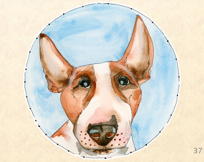 Bull Terrier Sticker Dog Sticker Watercolor Art Sticker Laptop Sticker Water Bottle Sticker Scrapbooking Sticker Macbook Decal