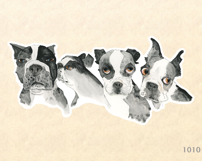 Boston Terrier Family Sticker Cute Dog Sticker Laptop Sticker Water Bottle Sticker Shiny Scrapbook Sticker Computer Decal