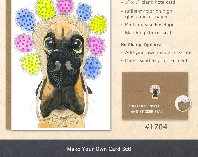 Silly Dog Note Card Funny Dog Card Cute Animal Card Customizable Blank Note Card Watercolor Art Card Greeting Card