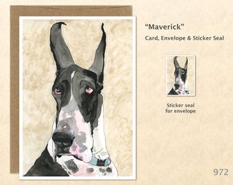 Great Dane Greeting Card Dog Card Customizable Blank Note Card Watercolor Art Greeting Card