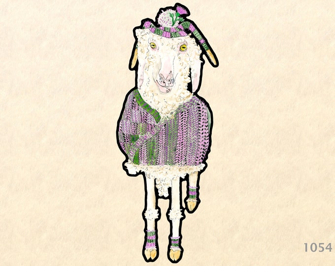 Angora Goat Wearing a Wool Sweater, Socks and Hat Sticker Water Bottle Sticker Shiny Sticker Scrapbooking Sticker Macbook Pro Touchpad Decal