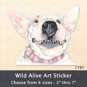 Bull Terrier Autocollant Bouteille d’eau Chien Autocollant Bullseye Chien Autocollant Mignon Chien Scrapbook Autocollant Ordinateur portable Autocollant Aquarelle Art Autocollant