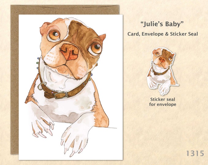 Frenchton Note Card French Bulldog Card Boston Terrier Customizable Blank Note Card Watercolor Art Cards Greeting Cards